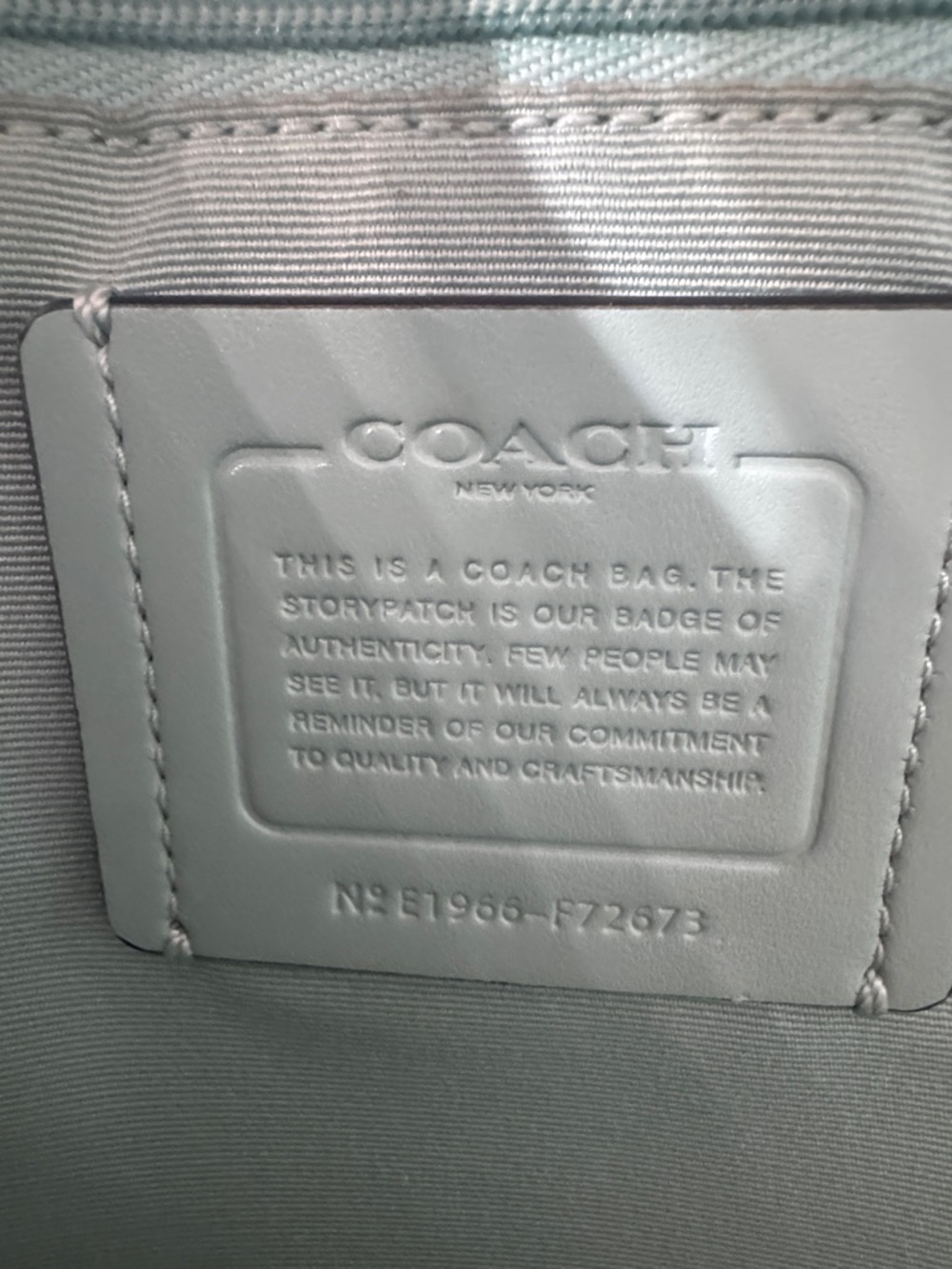 Coach Pebbled Leather Tote in Blue with Mint Interior - Picture 3 of 8
